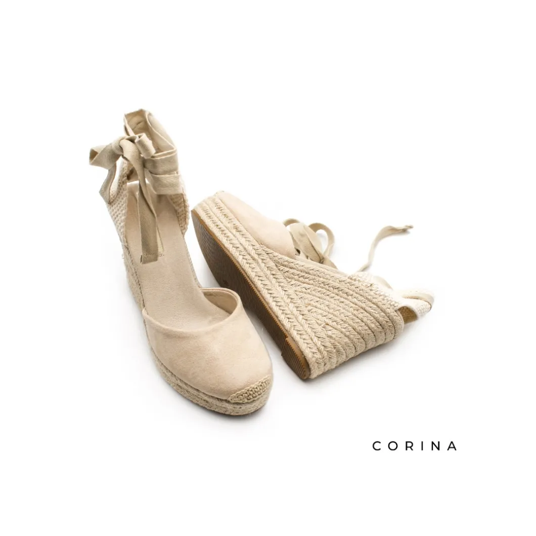 Alpargata beige con cuña alta