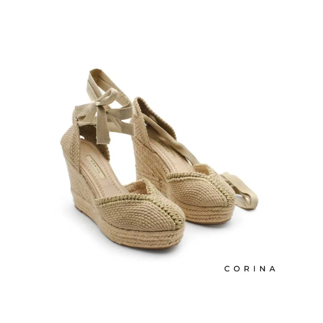 Alpargata con cuña y plataforma beige