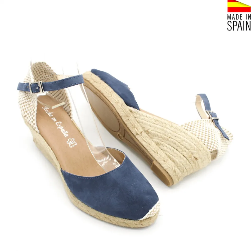 Alpargata cuña serraje azul jeans