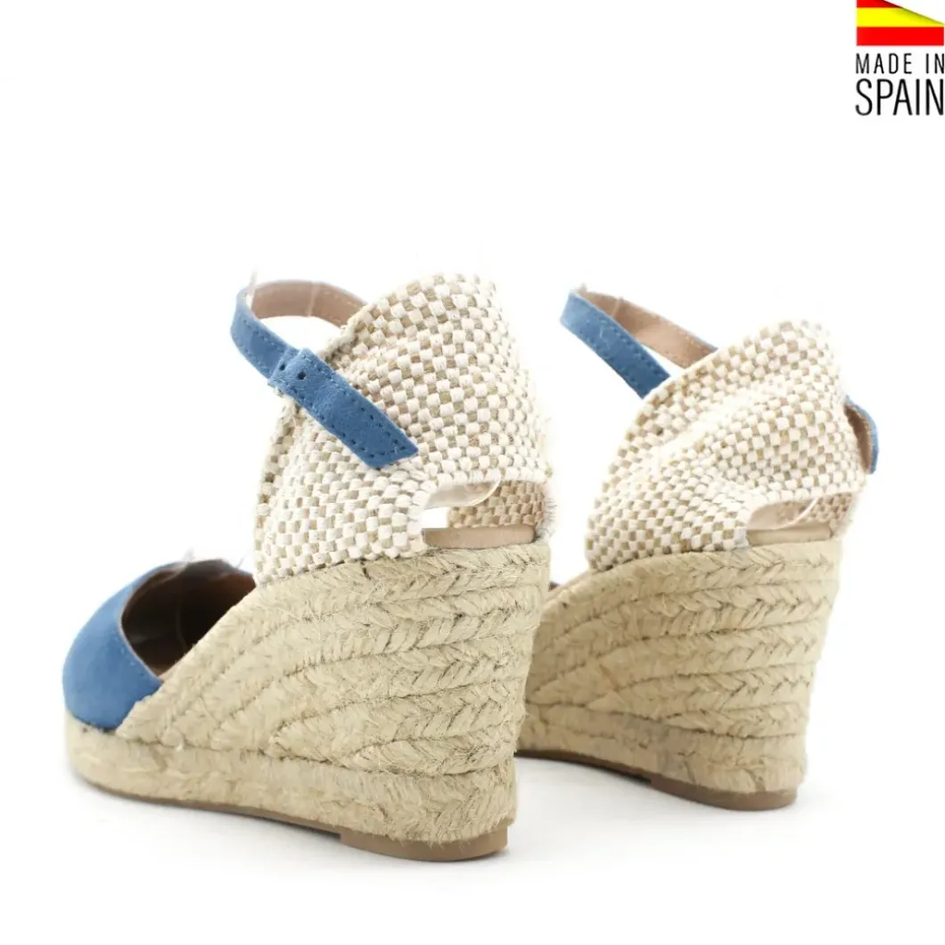 Alpargata cuña serraje azul denim