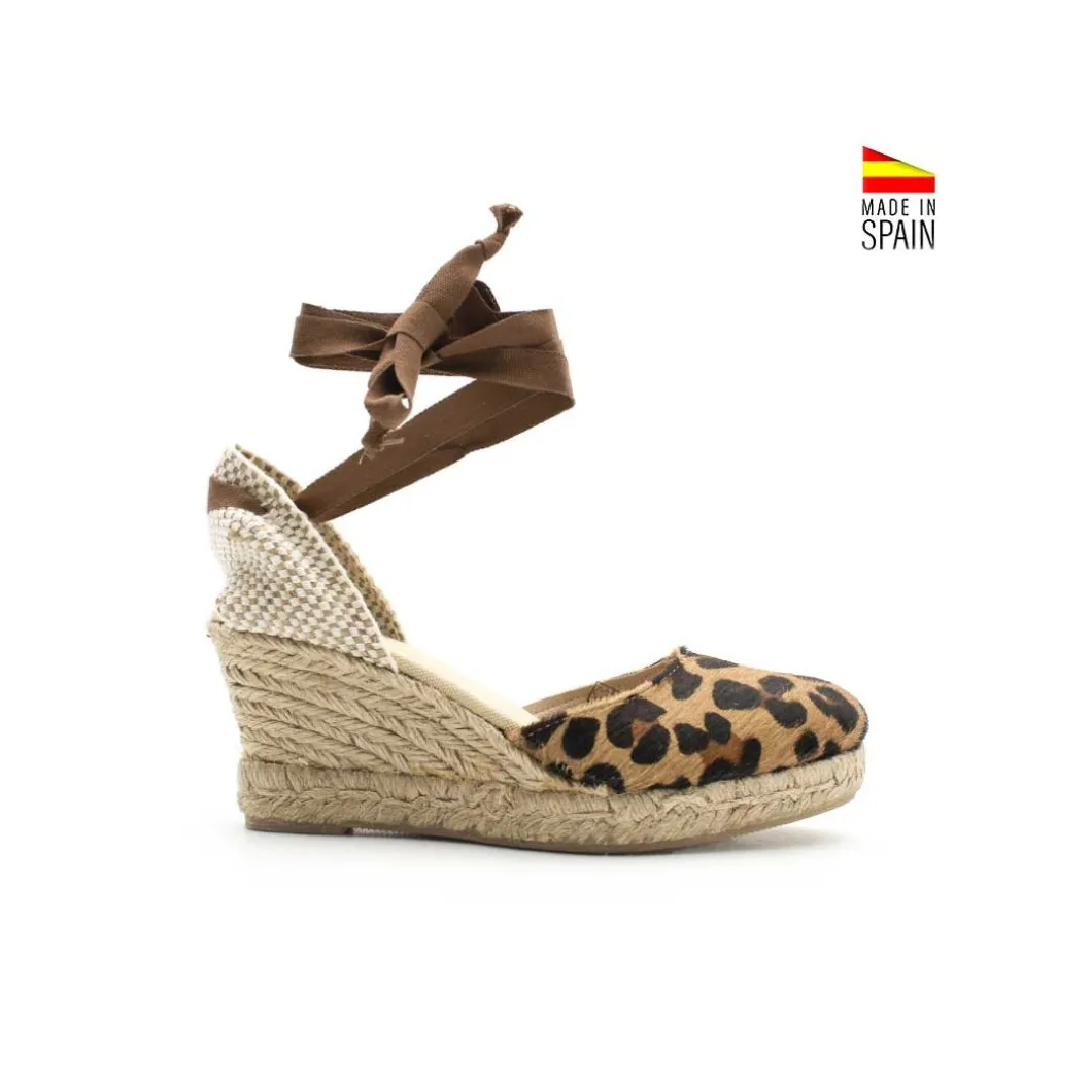 Alpargata pelo leopardo con cintas