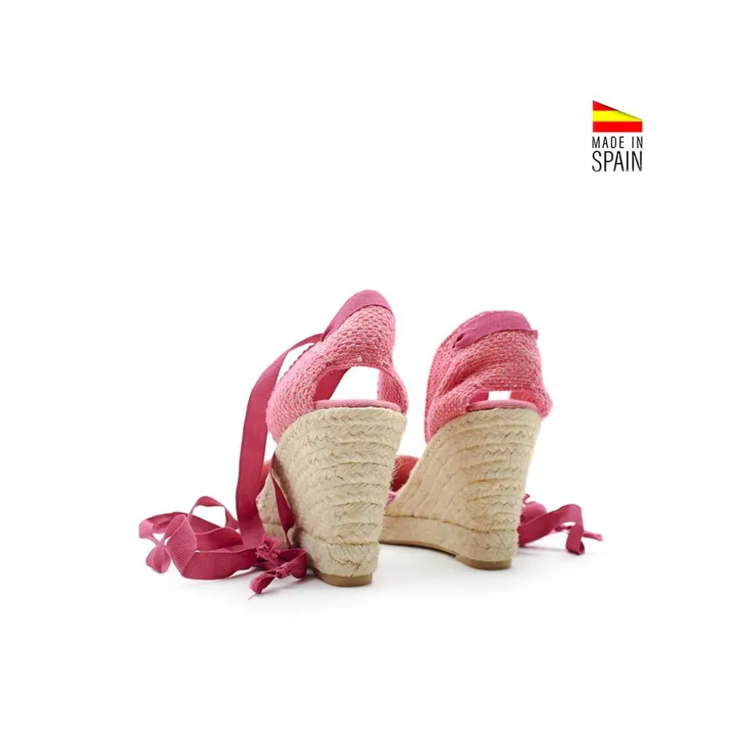 Alpargata piel rosa suave con cintas