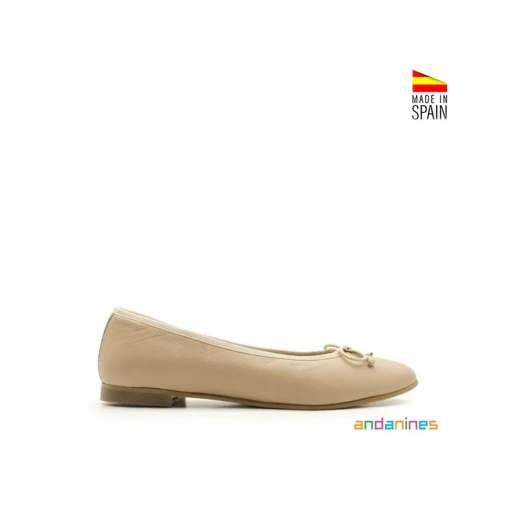 Bailarina beige piel clasica