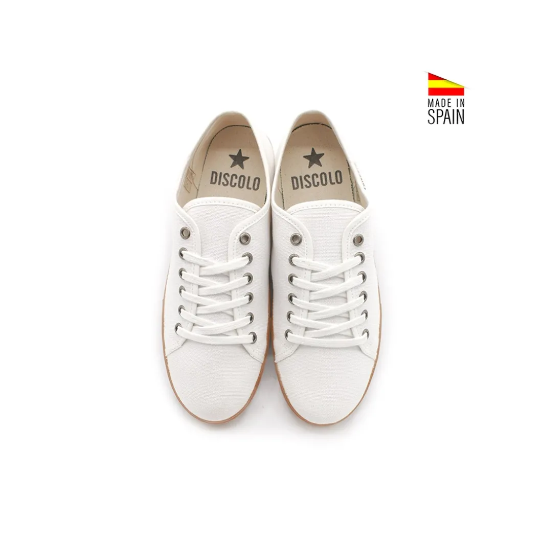 Bamba blanca suela camel