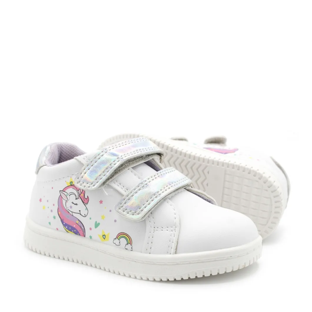 Bamba blanca unicornio con velcros
