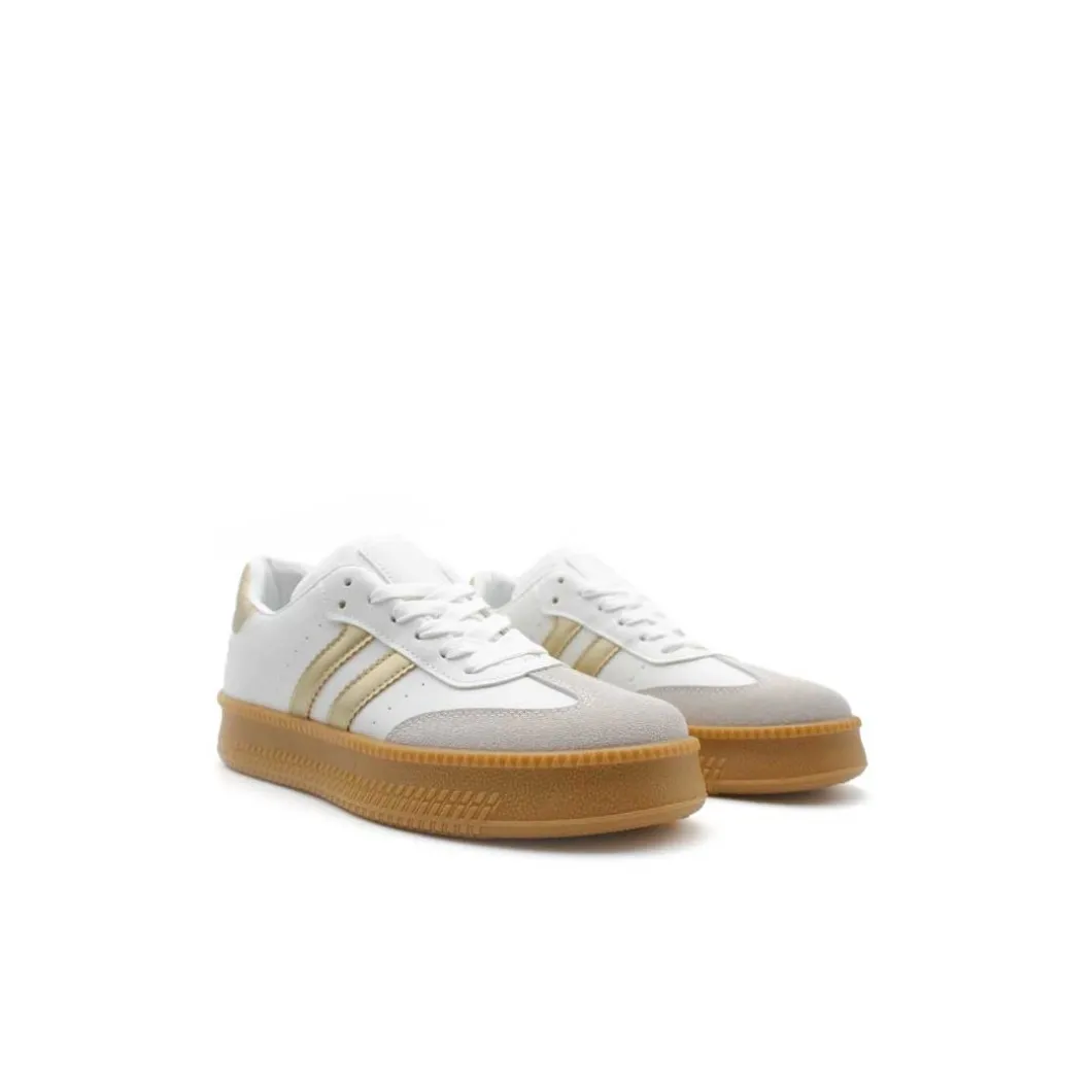 Bamba plataforma blanco oro