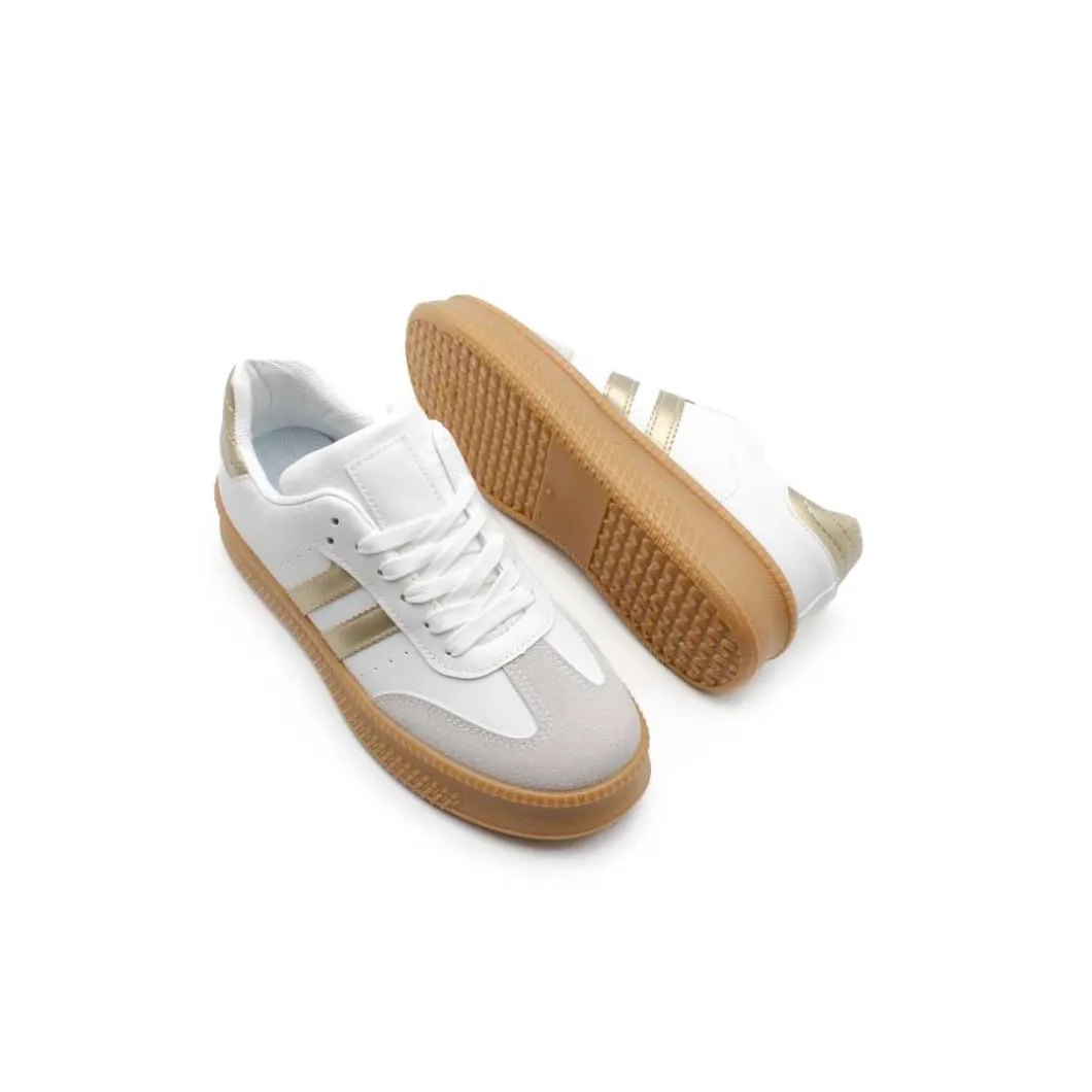 Bamba plataforma blanco oro