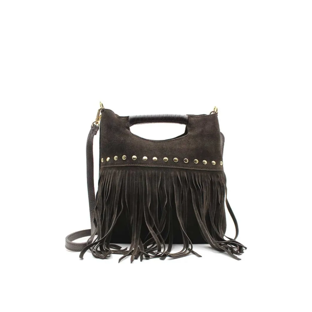 Bolso asa flecos marrón