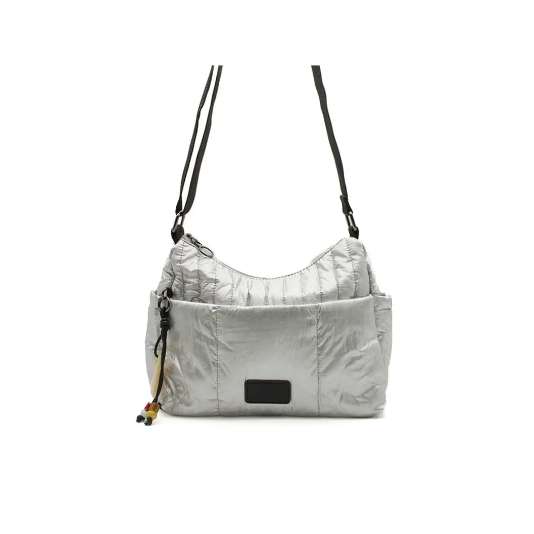 Bolso bandolera plata acolchada