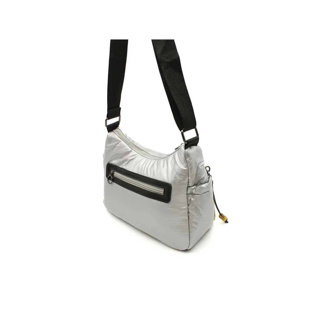 Bolso bandolera plata acolchada