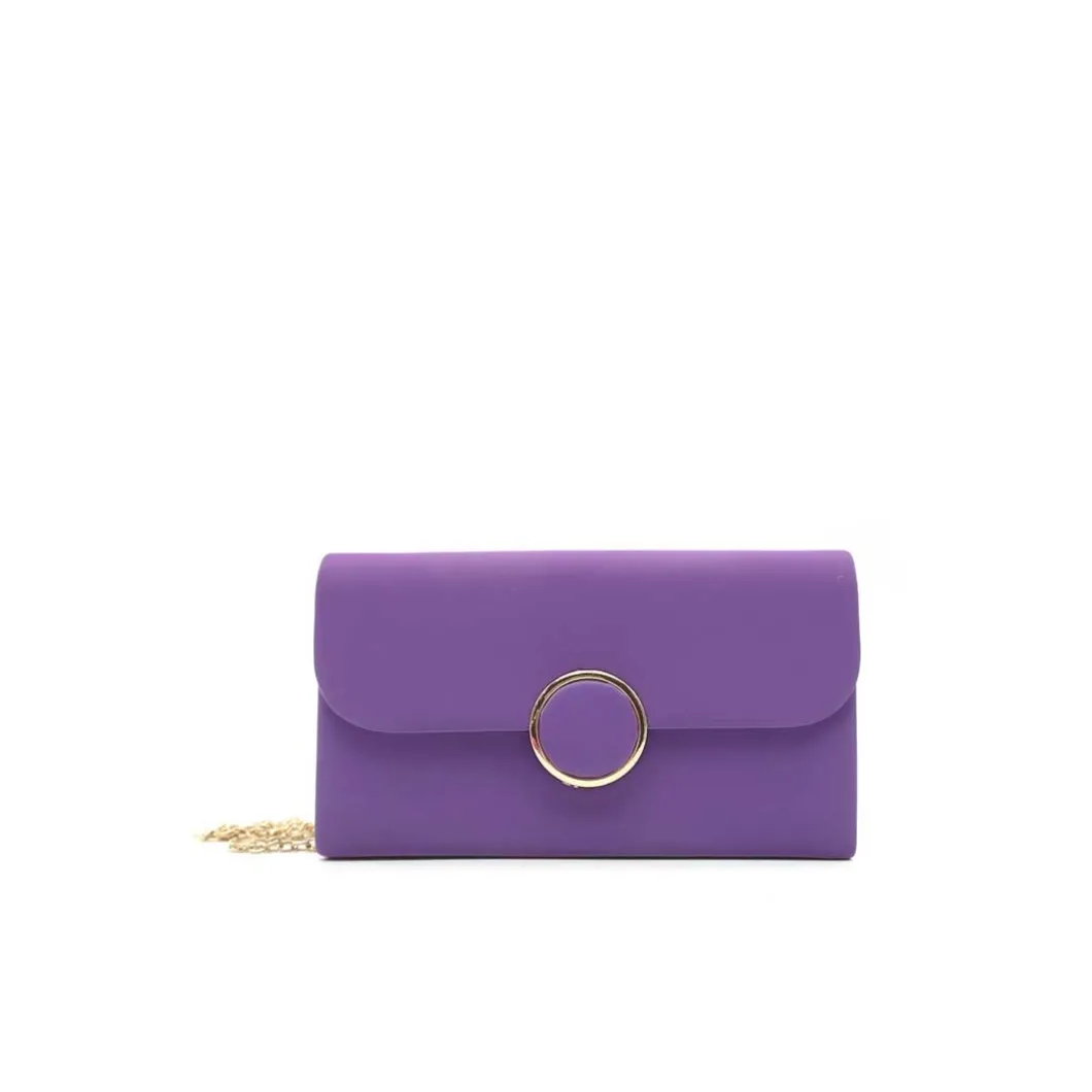 Bolso morado fiesta satinado