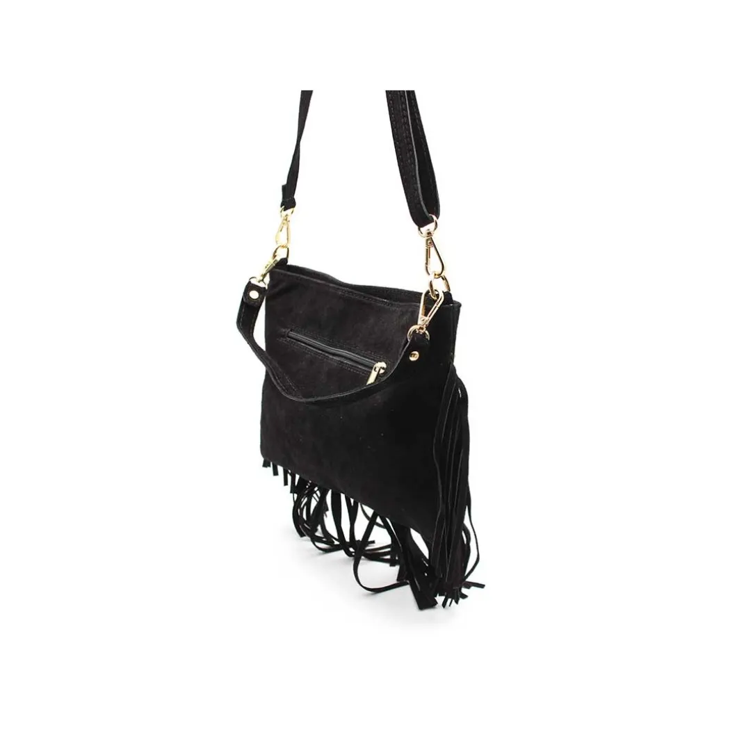 Bolso negro flecos con tachas