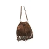 Bolso saco marrón con flecos