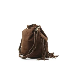 Bolso saco marrón con flecos