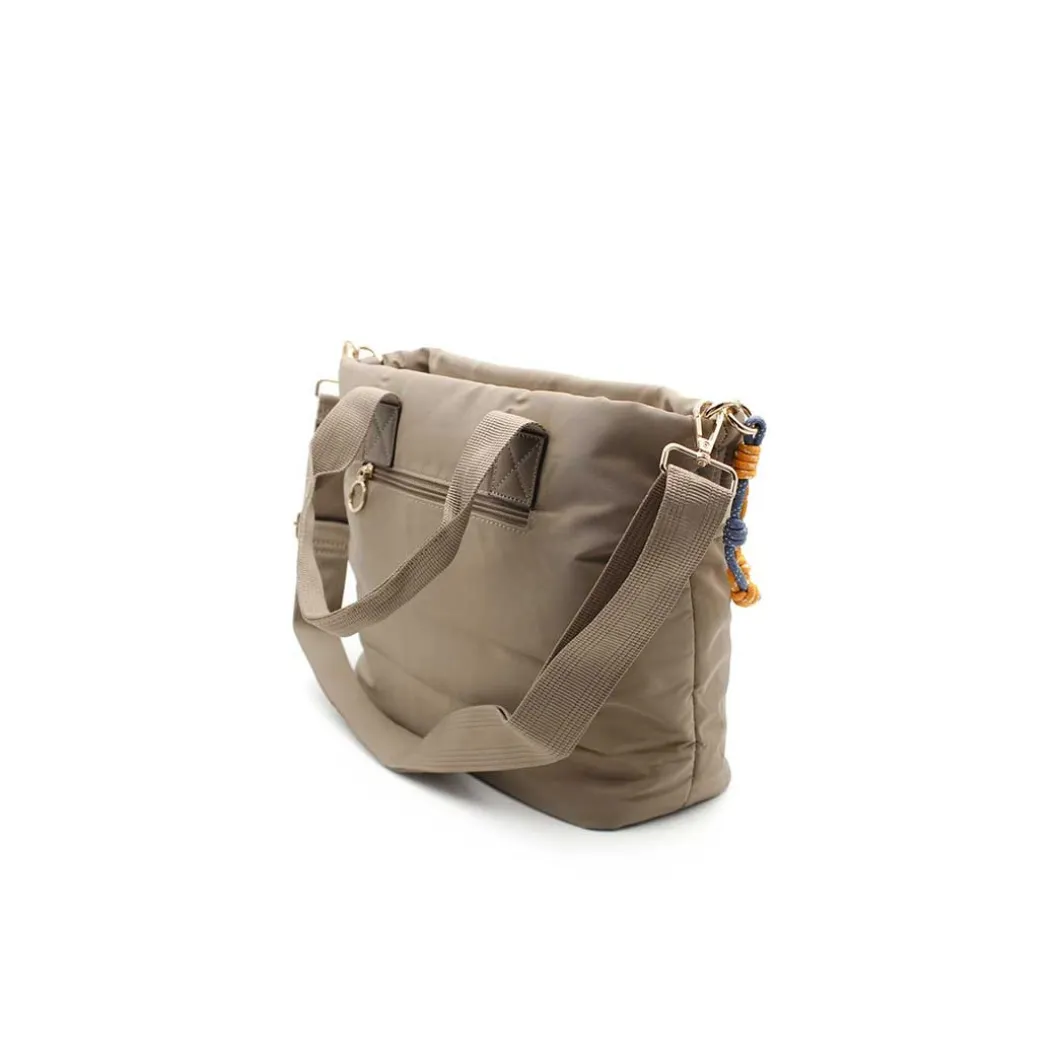 Bolso taupe nylon con monedero