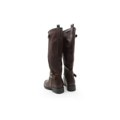 Bota alta marrón caña elástica