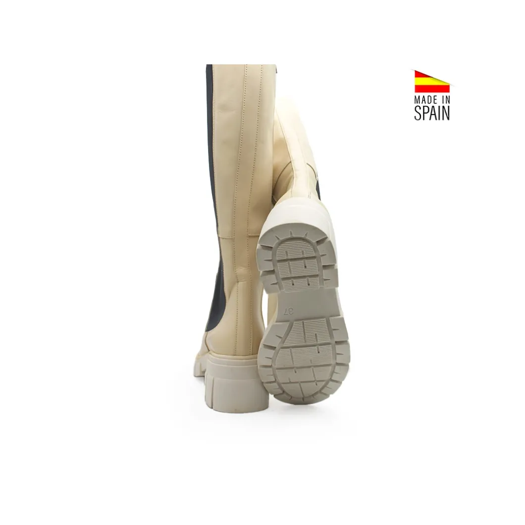 Bota beige elastico plataforma