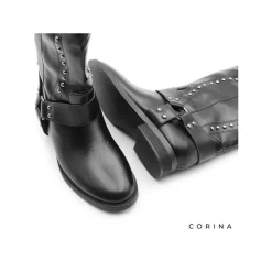Bota biker negra tachas