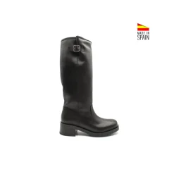 Bota caña alta negra de piel