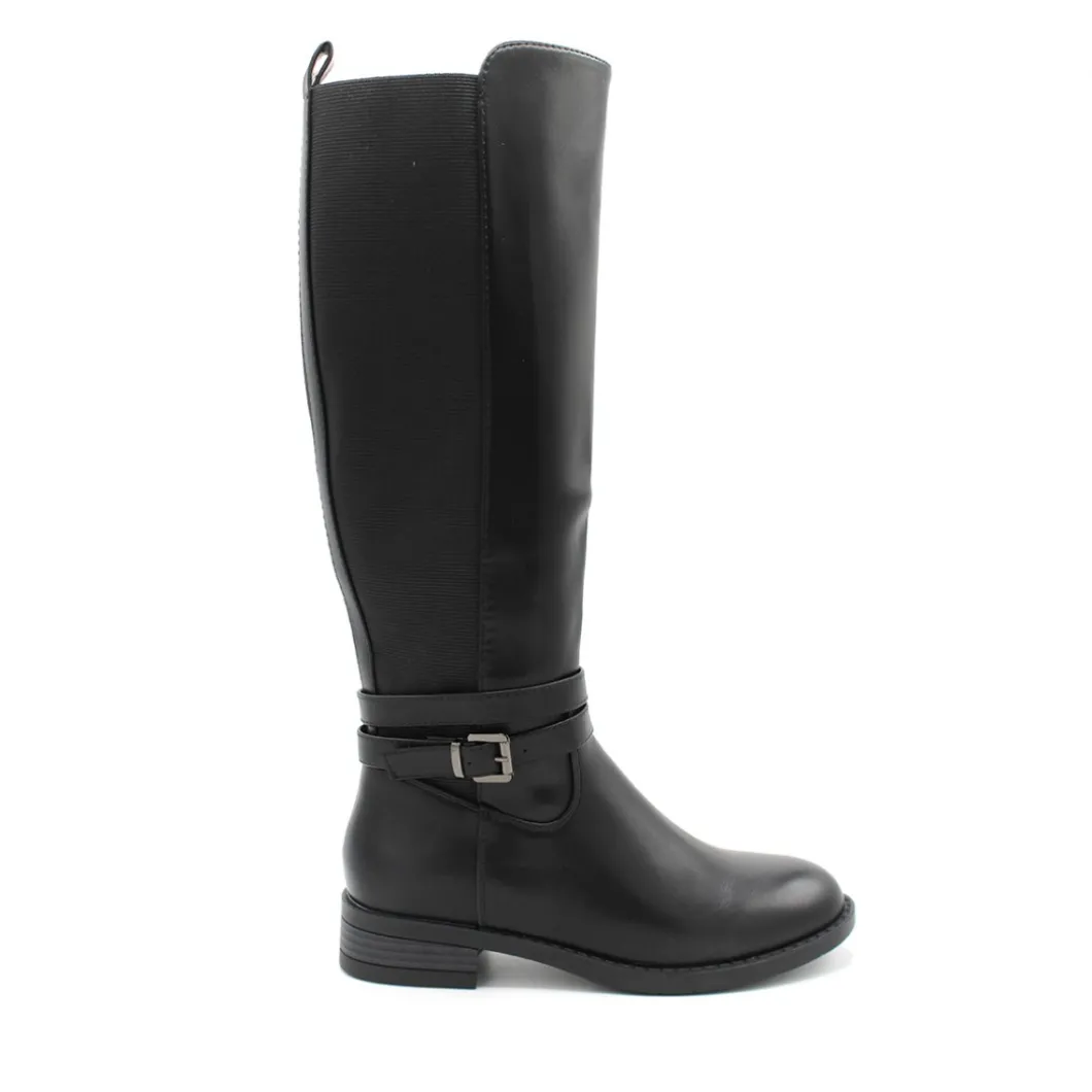Bota con caña elástica negra