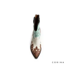 Bota country turquesa combinada