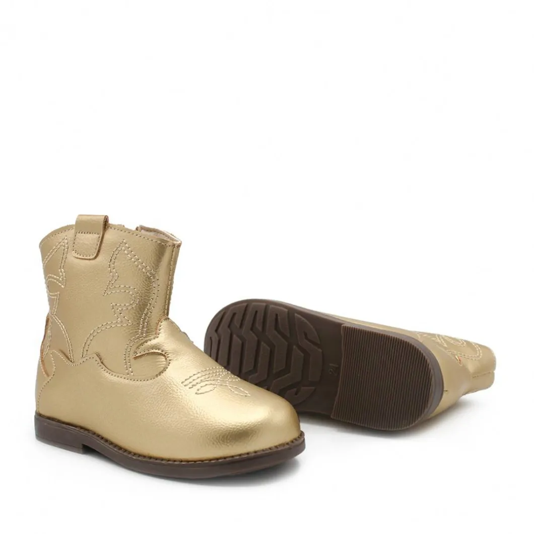 Bota cowboy bebe dorada