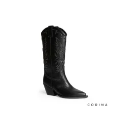 Bota cowboy negra con tachuelas