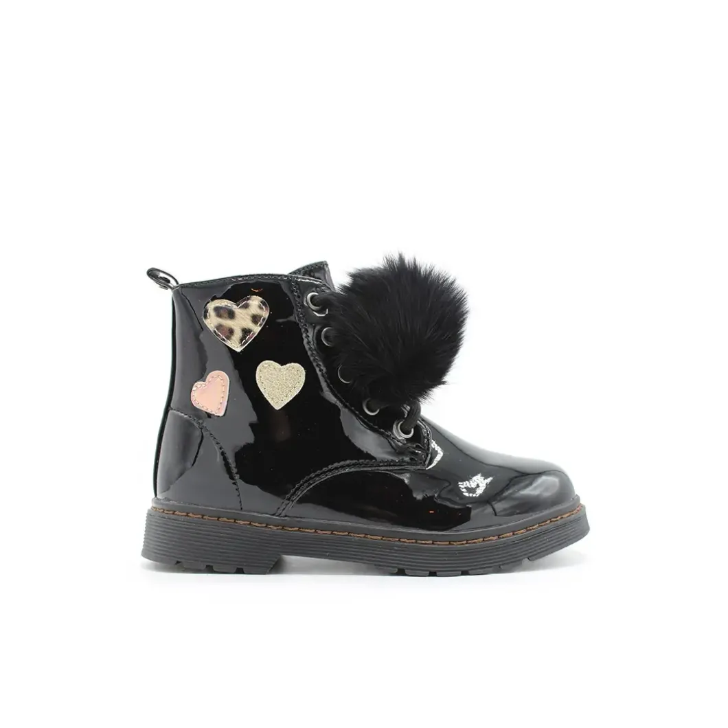 Bota militar pompón negro