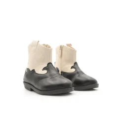 Bota negro-beige estilo campera