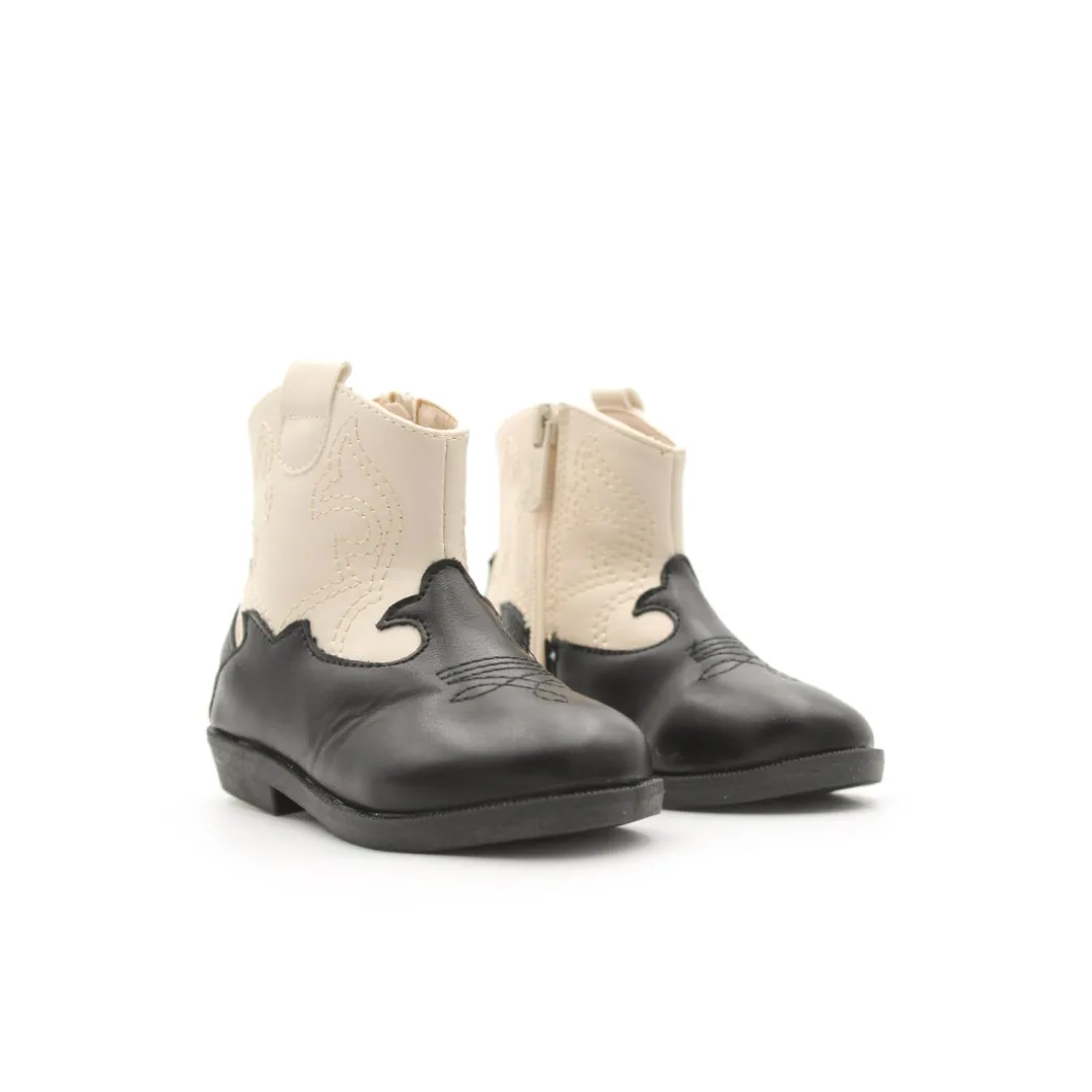 Bota negro-beige estilo campera
