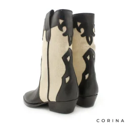 Botin campero combinado en negro y beige