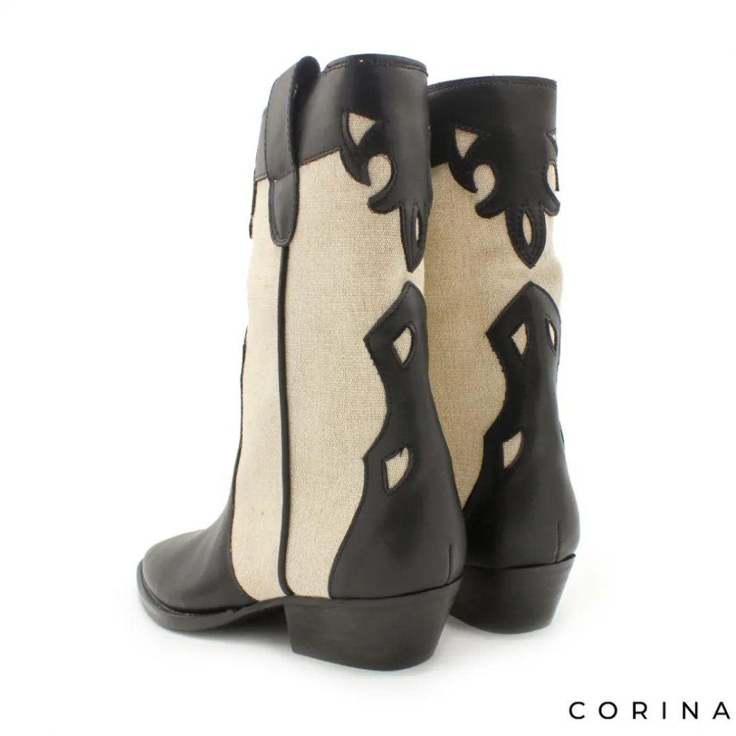 Botin campero combinado en negro y beige
