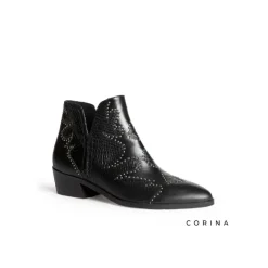 Botín bajo negro con tachas