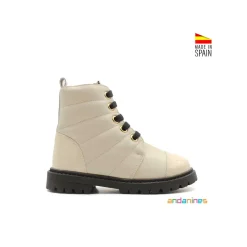 Botín beige cebra con cordones