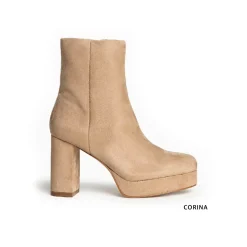 Botín beige con tacón y plataforma