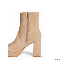 Botín beige con tacón y plataforma