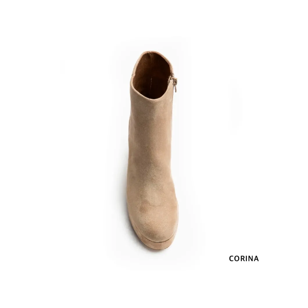 Botín beige con tacón y plataforma