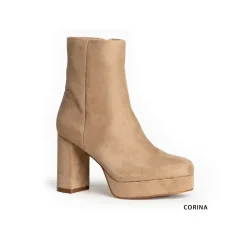 Botín beige con tacón y plataforma