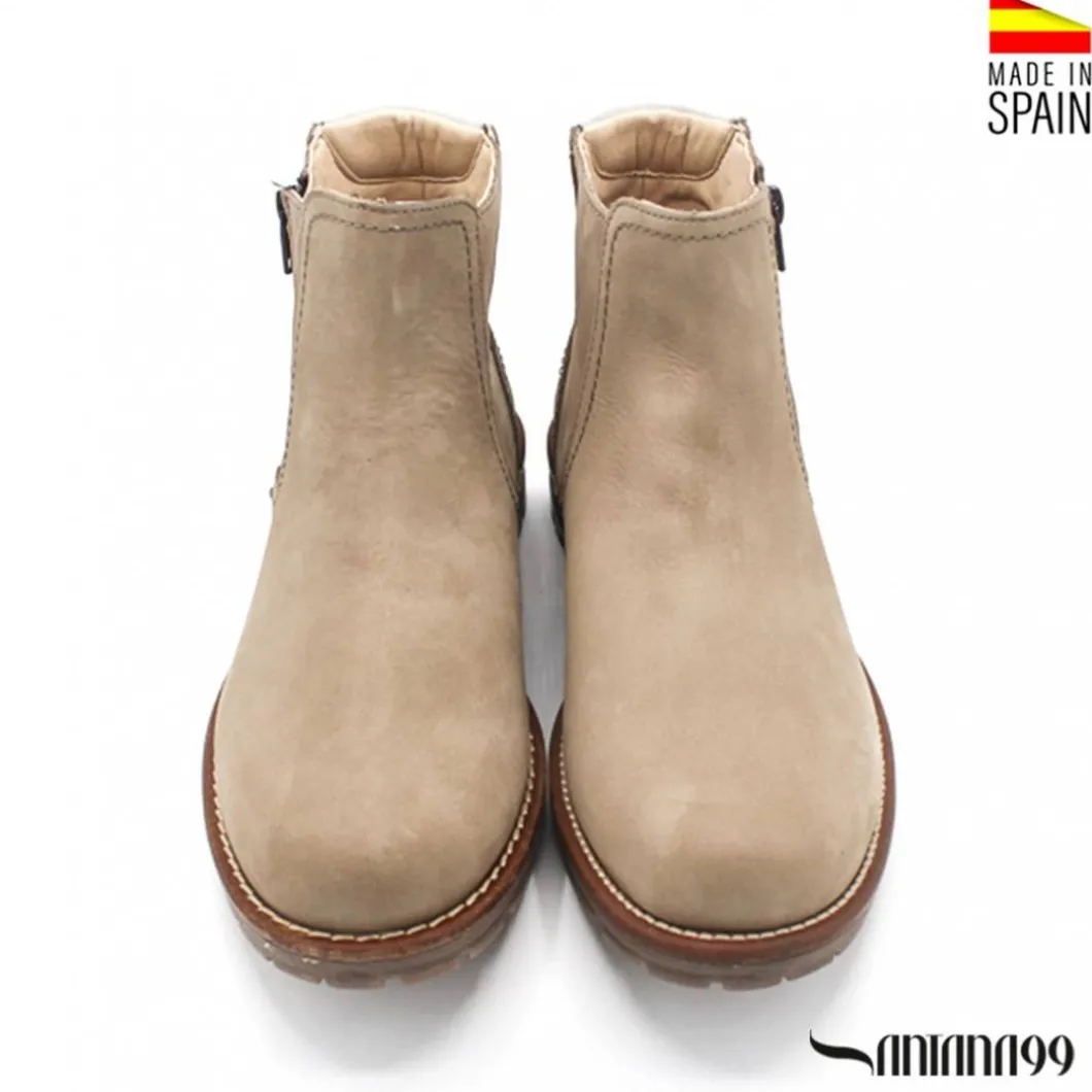 Botín beige piel oklahoma