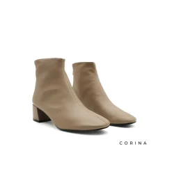 Botín beige tacón cuadrado