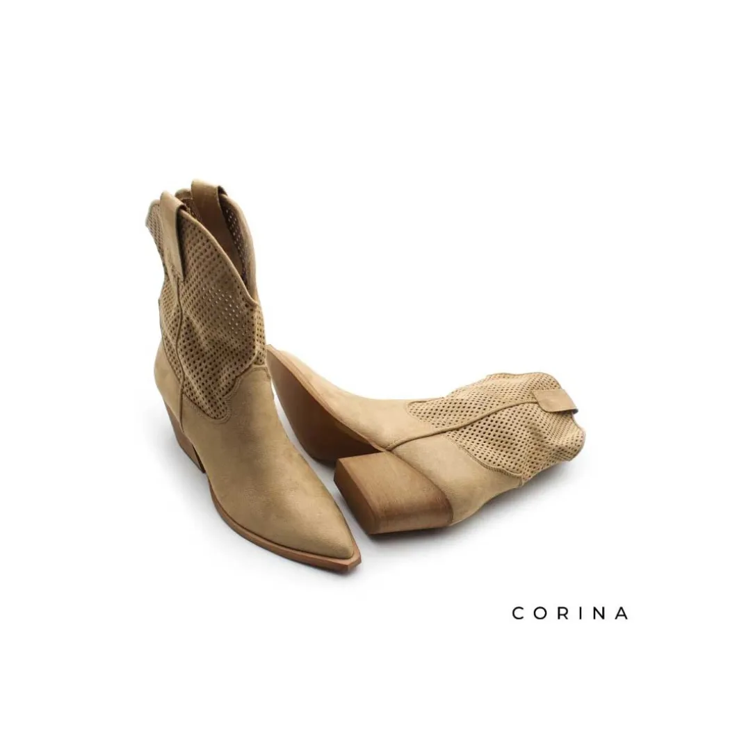 Botín calado camel con tacón