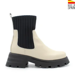 Botín calcetín plataforma beige