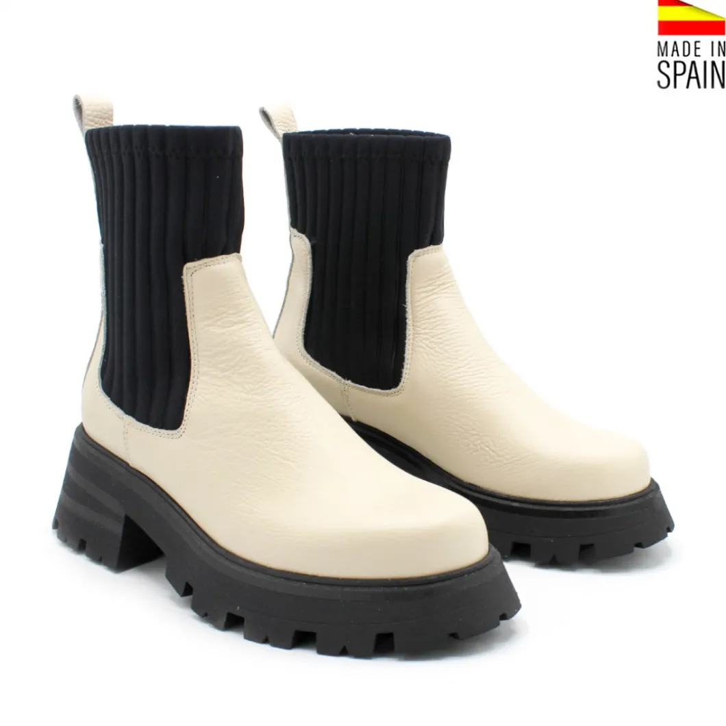 Botín calcetín plataforma beige