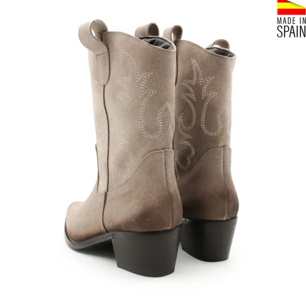 Botín campera beige de serraje