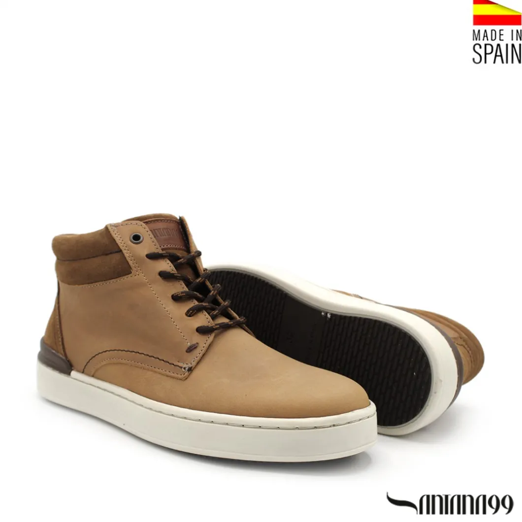 Botín casual piel nobuck camel