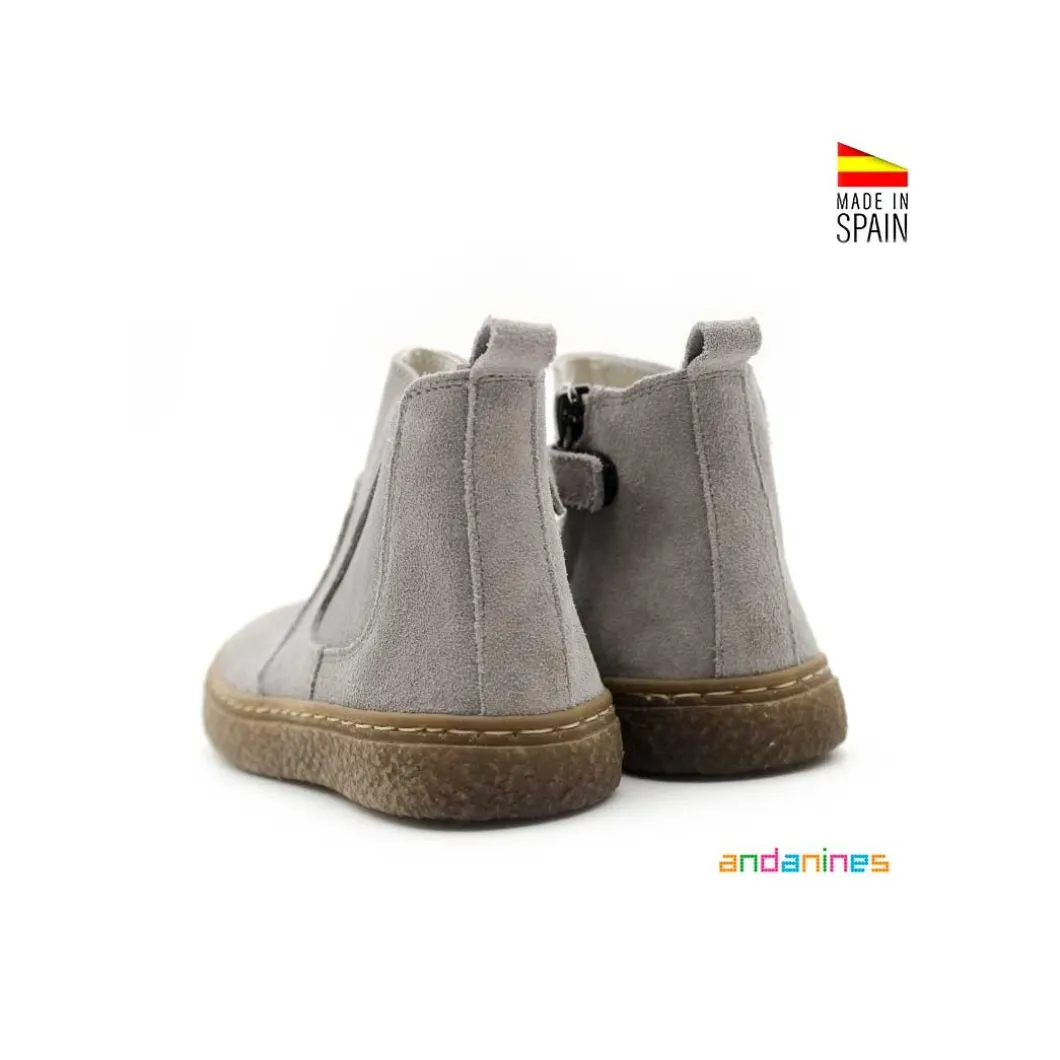 Botín chelsea serraje gris