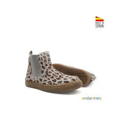 Botín chelsea serraje leopardo gris