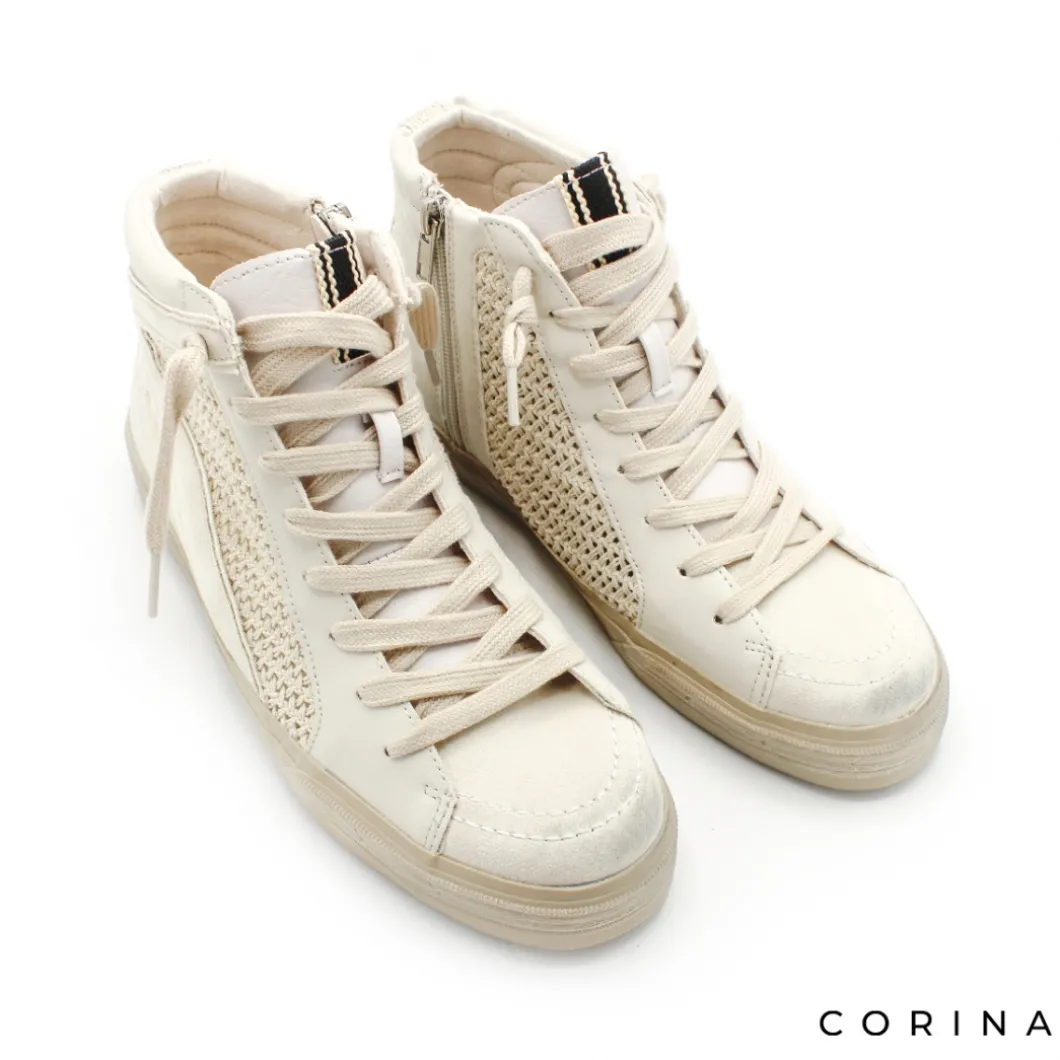Botín deportivo beige crochet