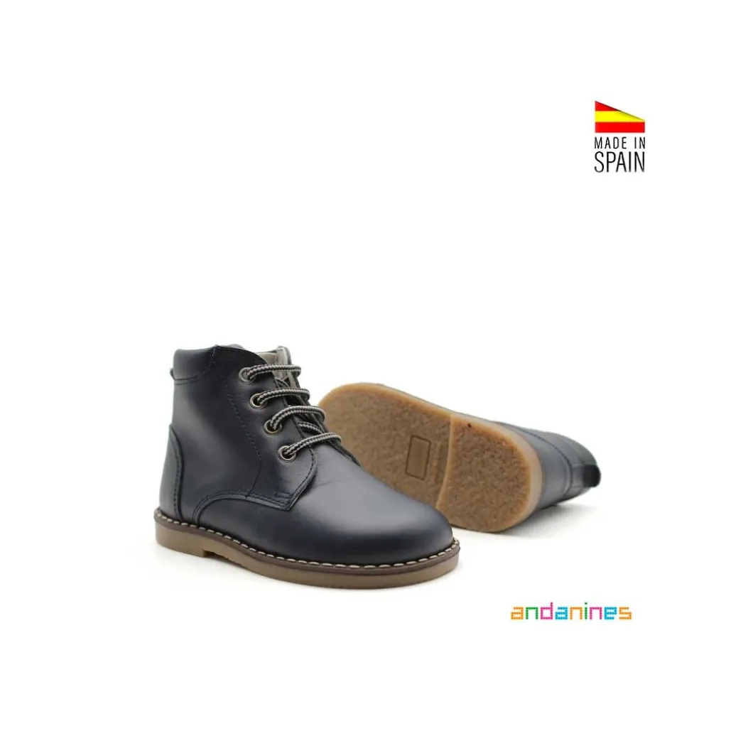 Botín marino cuero de cordones