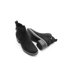 Botín negro tacón ancho de antelina